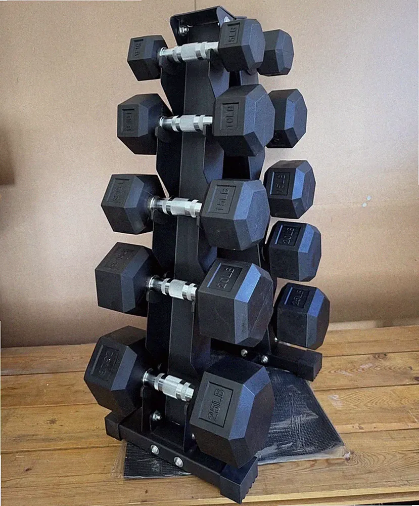 New 5-25lb Dumbbell Set W/ Heavy Duty Rack