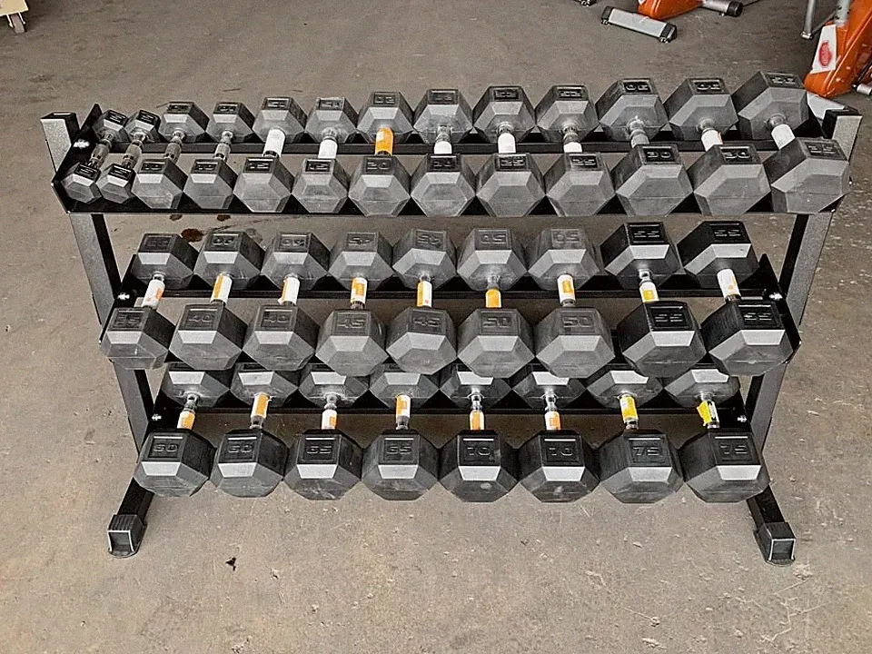 NEW 5–75 lb Dumbbell Set + 3-Tier Heavy Duty Rack – Full Commercial Gym Bundle