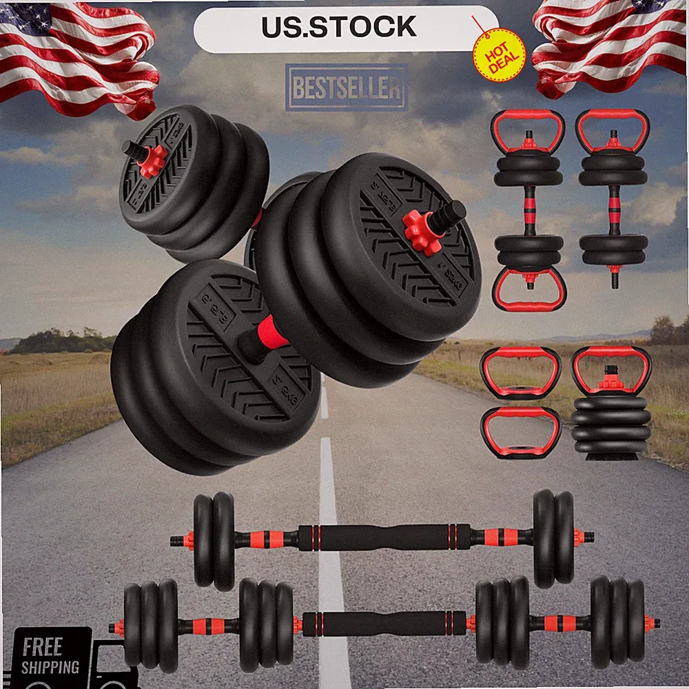 NEW Adjustable Dumbbell Set 20 30 40 60 80lbs 4-in-1 Weights Home Gym