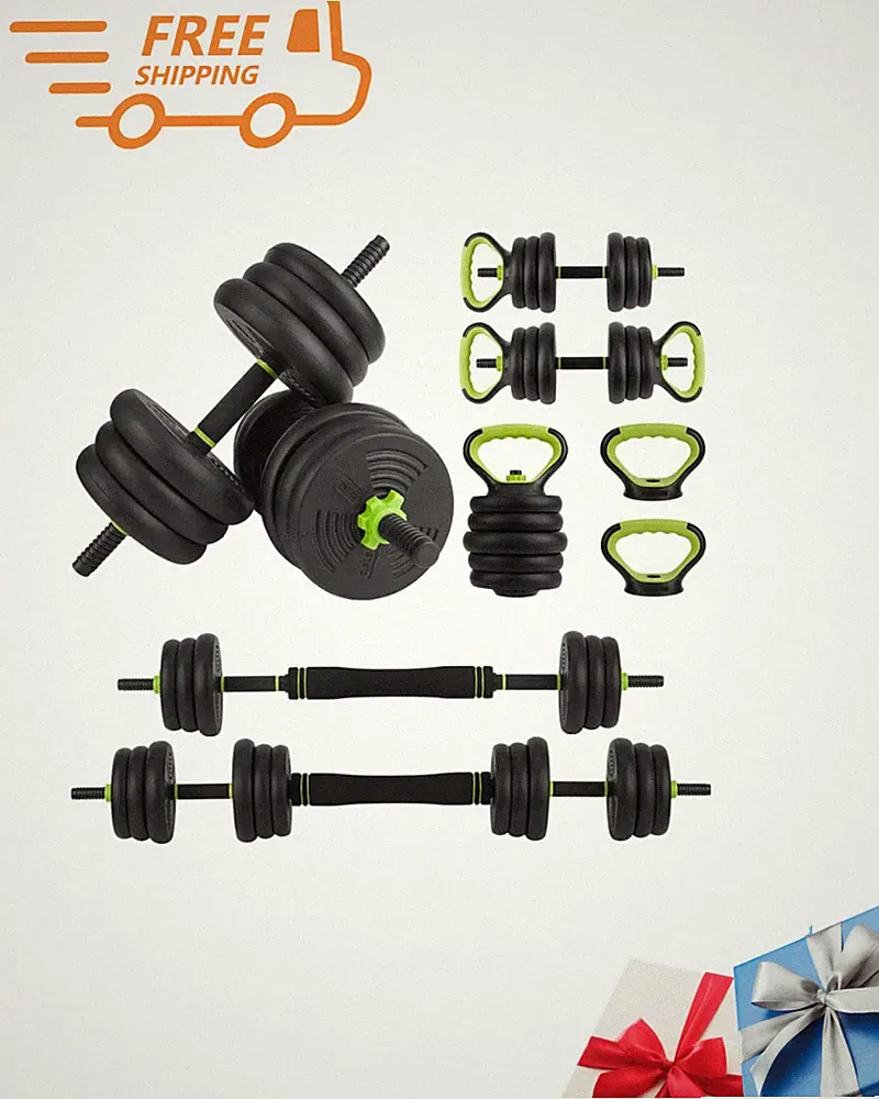 NEW Adjustable Dumbbell Set 30/44/66/88Lbs 4 In1 Free Weight Set Green Black Gym