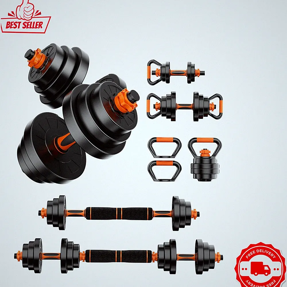NEW Adjustable Dumbbell Set 4-in-1 20-90LBS Barbell Kettlebell Home Gym