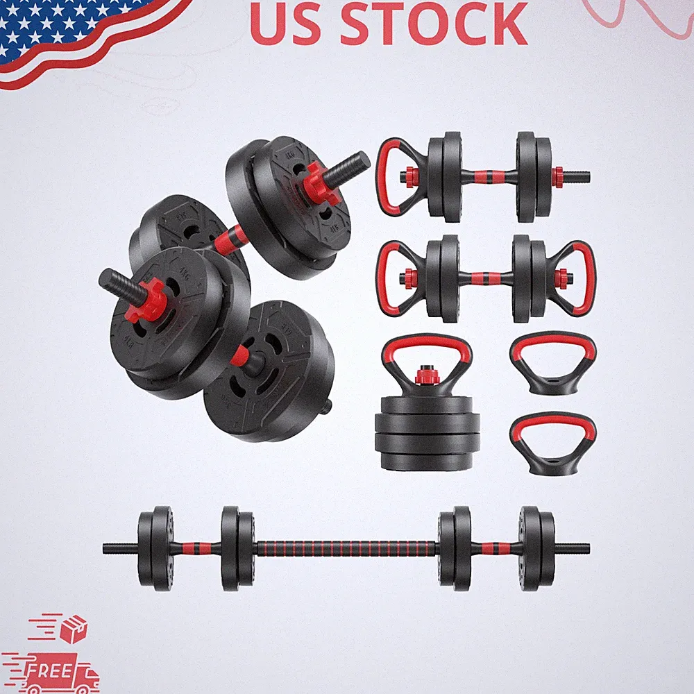 NEW Adjustable Dumbbell Set 40/60LB Free Weights Barbell Kettlebell Home Gym