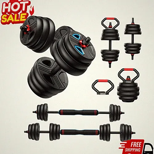 NEW Adjustable Dumbbell Set 5-in- 20lbs Kettlebell Barbell Push-Up Stand