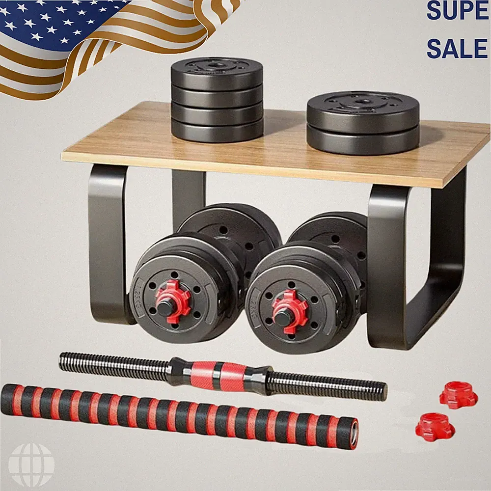 NEW Adjustable Dumbbells Set of 2 Convertible Barbell Lightweight Home Gym 2PCS