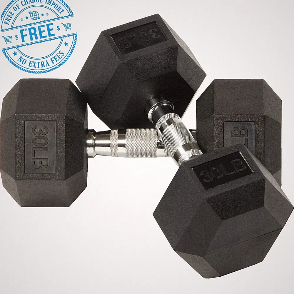 NEW! BalanceFrom Rubber Hex Dumbbells, 30 lbs Pair, Non-Slip Grip, Black, SALE