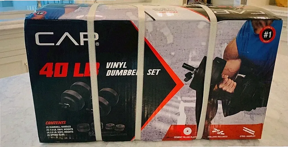 New CAP 40 LB Pound Vinyl Dumbbell Set - Adjustable Hand Weights - 40 Lbs Total