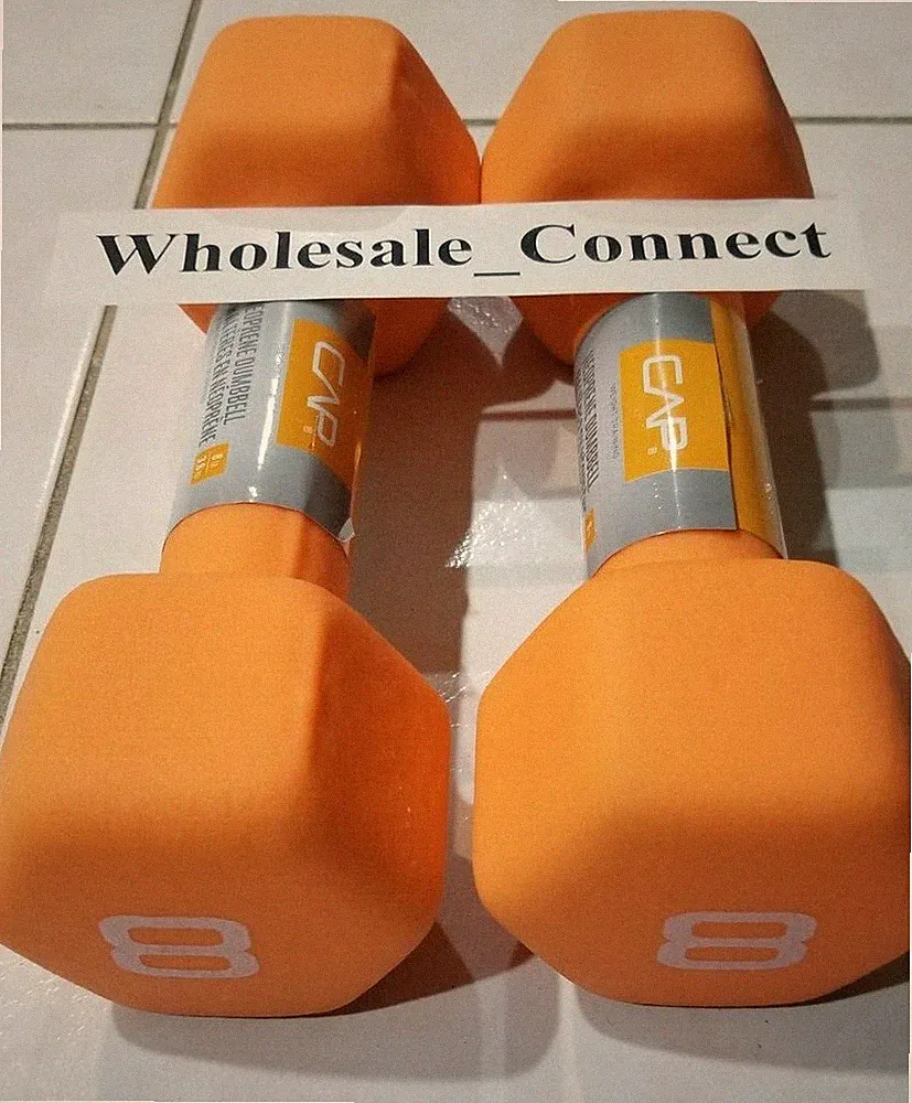 NEW CAP 8 LB Hex Neoprene Dumbbells Hand Weights Pair Set 16LBS FREE SHIPPING