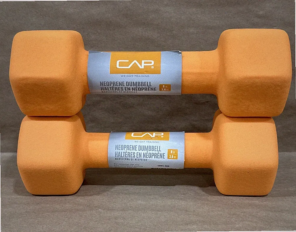 NEW CAP 8 LB Hex Neoprene Dumbbells Hand Weights Pair Set