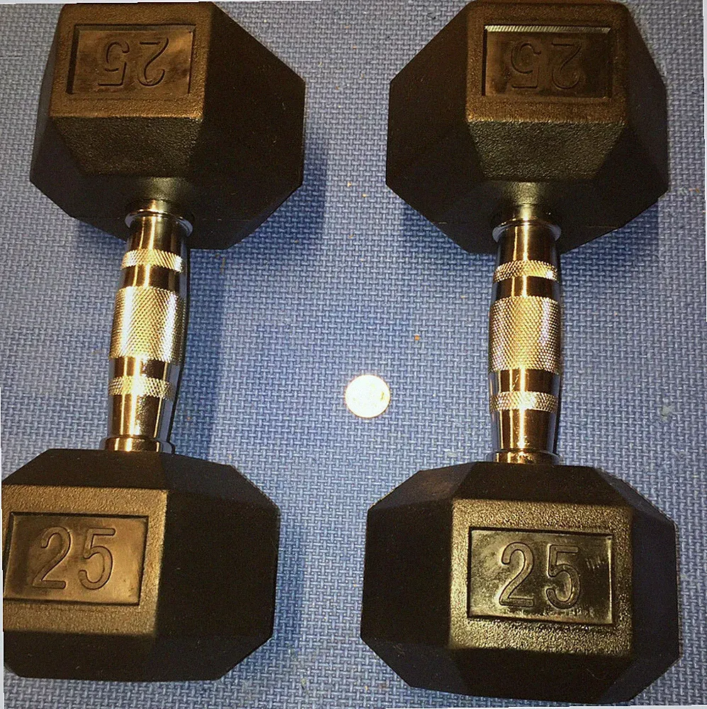 NEW COATED RUBBER HEX DUMBBELLS select-weight 5, 10,15, 20, 25,30 SET LOTS L@@K!