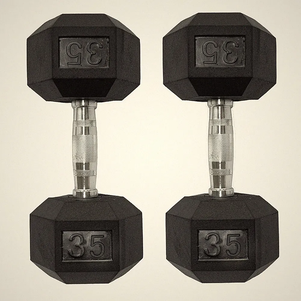 NEW COATED RUBBER HEX DUMBBELLS select-weight 5, 10,15, 20, 25,30 SET LOTS L@@K!