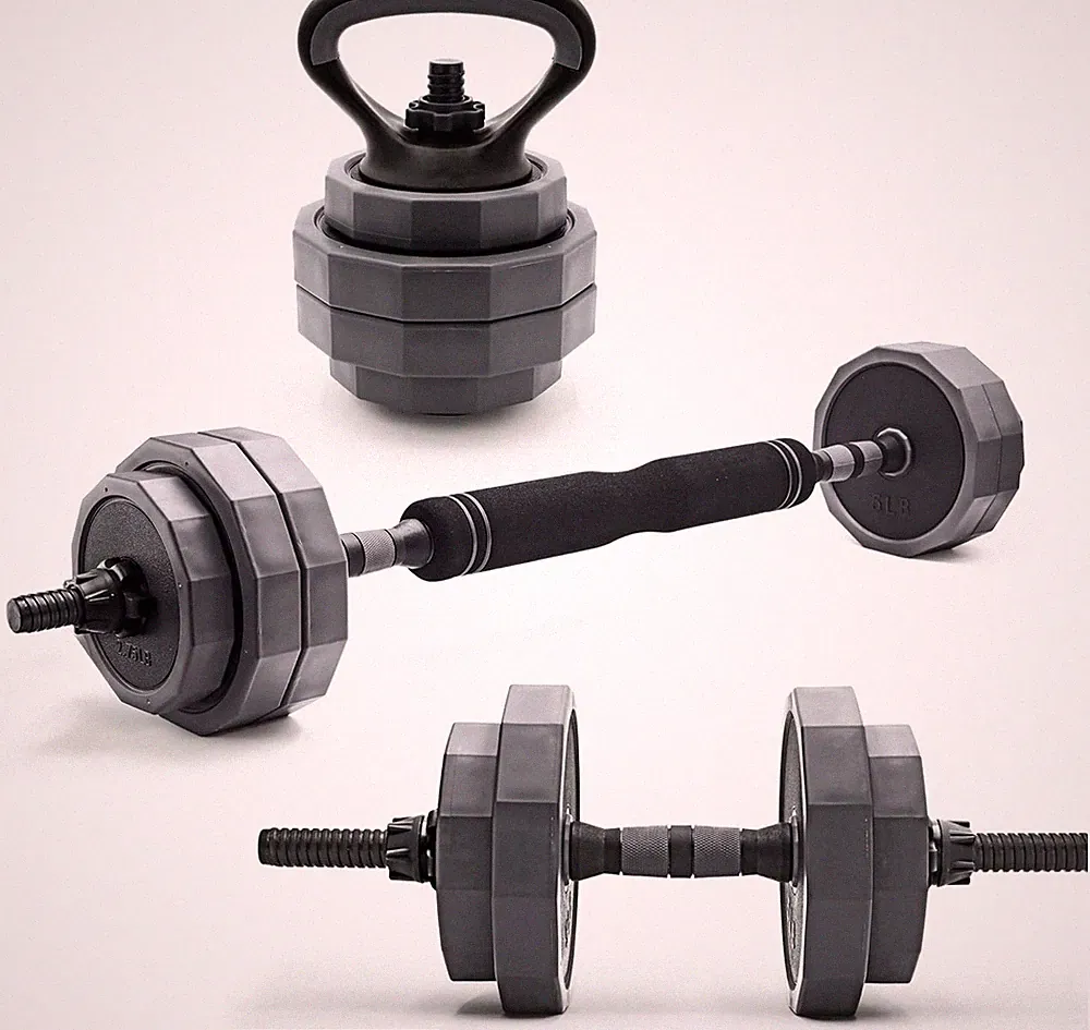 New Dumbbell Barbell Kettlebell Set Adjustable 45/66 lb Options