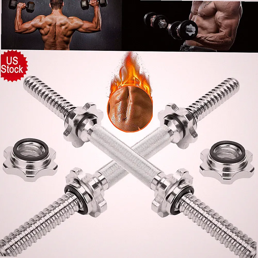 NEW Dumbbell Handles Adjustable Barbell Bar with Star Collars 1" Standard Plate