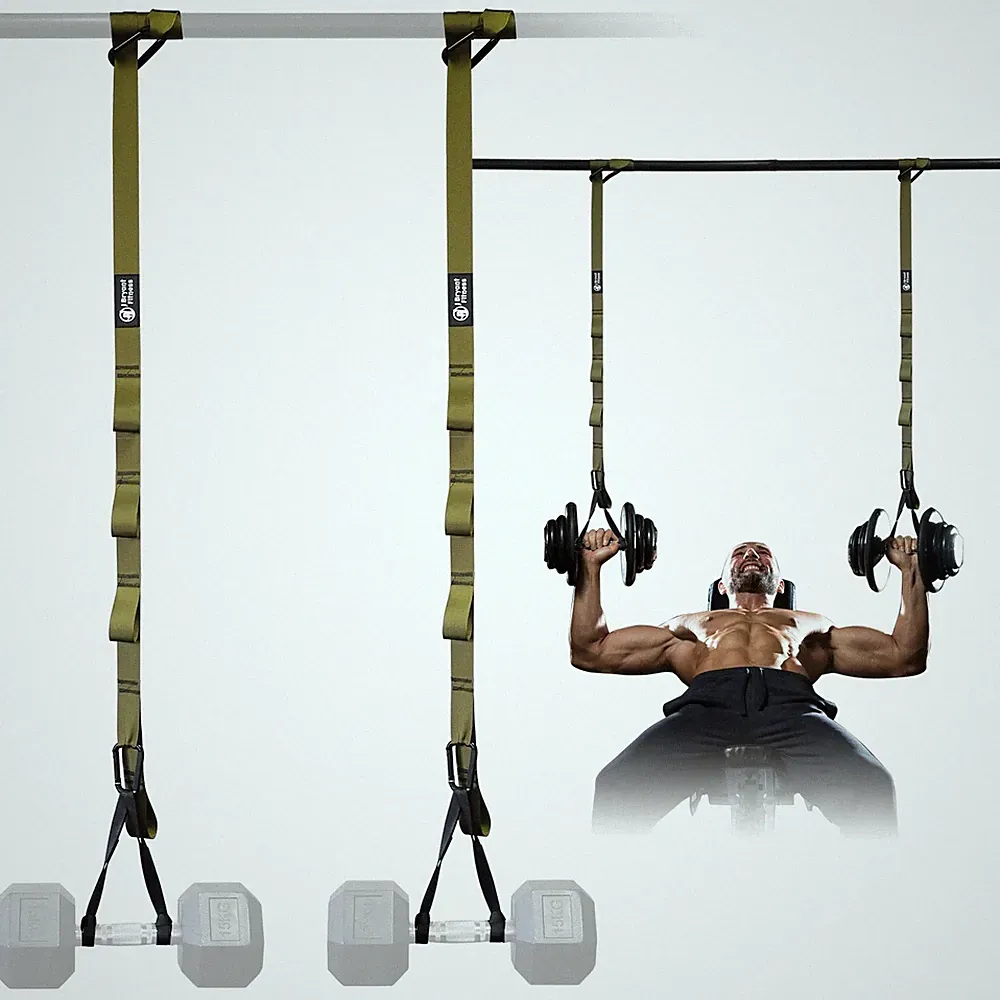 New Dumbbell Spotter adjustable Strap For Barbell Rack Chest Bench Safety Hanger