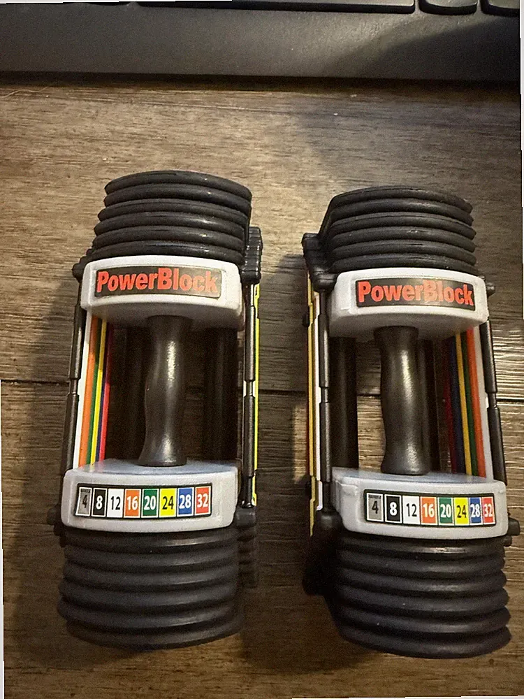 new in box Powerblock tiny novelty plastic dumbbells