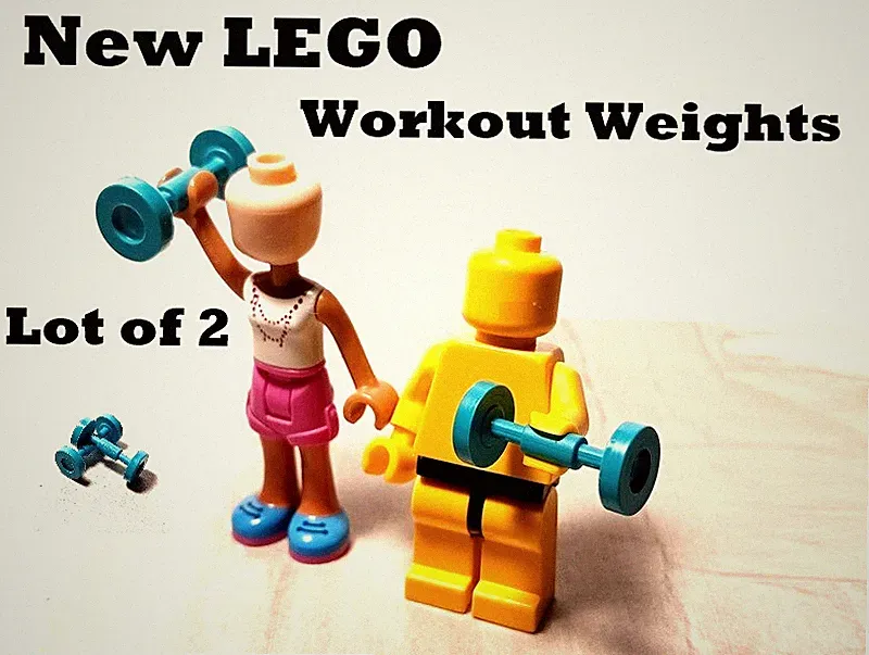 New LEGO Bar Bell Dumbbell Hand Weights Exercise Room Equipment Work Out Buff