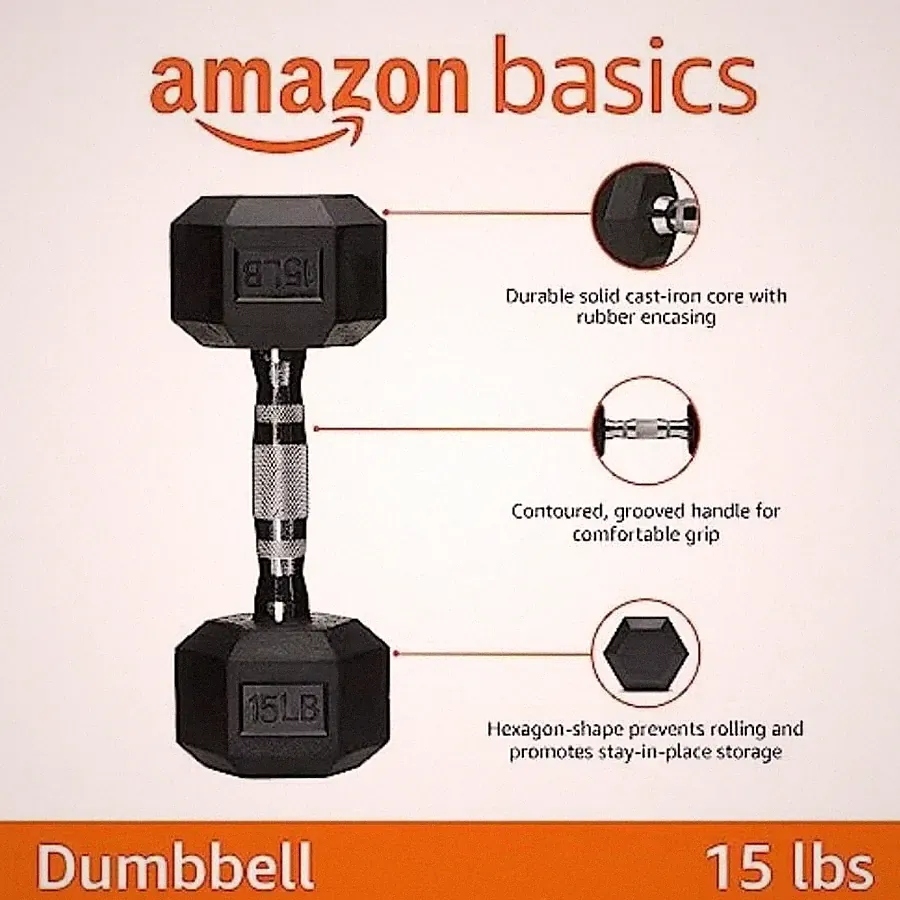 NEW Rubber Hex Dumbbell Hand Weightgift 15 Pounds FREE SHIPPING