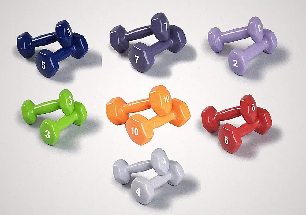 NEW SPRI Vinyl Coated Hex Dumbbells