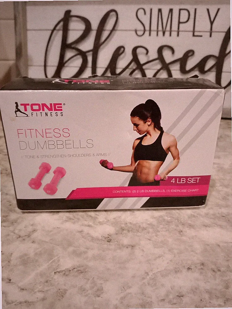 New Tone Fitness Dumbbells 4 LB Set (2x2 LB Weights) Black Weight 1,8 KG
