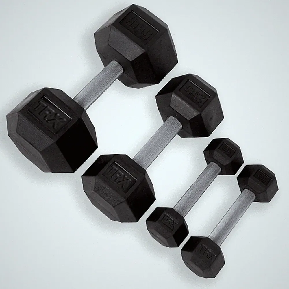 NEW! TRX 45 Pound Hex Rubber Dumbbells - Sold by Each, FREE SHIPPING