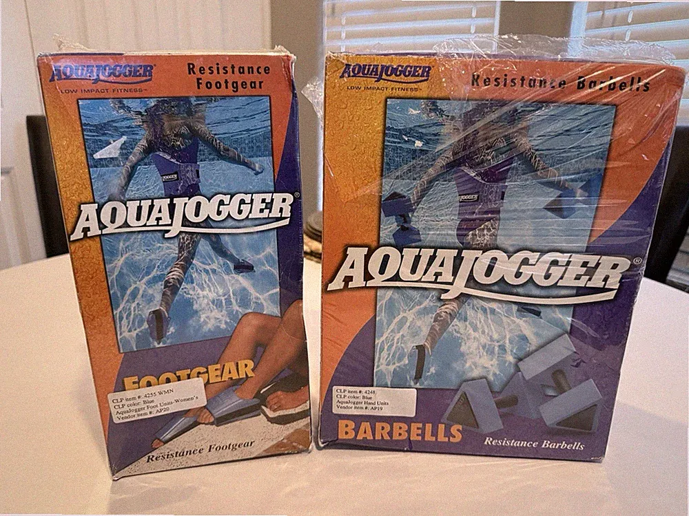 NIB AquaJogger Value Pack Water Low-Impact WORKOUT REHAB Dumbbells & Footgear