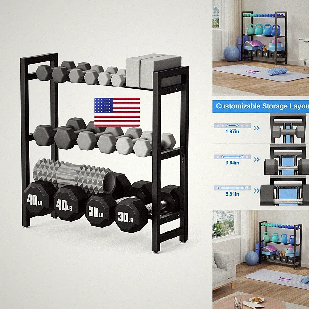 Niffgaff 3 Tier Adjustable Dumbbell Rack - Heavy-Duty 450LB Capacity Weight