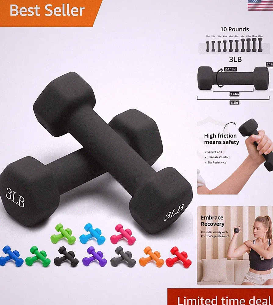 Non-Slip Ergonomic Neoprene Dumbbells - Perfect for Seniors & Home Workouts