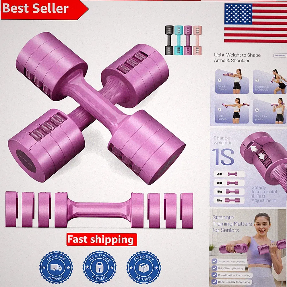 Non-Slip Handle 6 in 1 Adjustable Dumbbells – Safe Weights for Women & Seniors