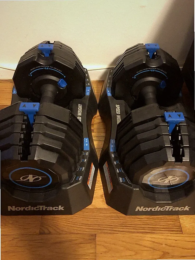 NordicTrack NTSAW5018 Adjustable Dumbbells with Storage Trays - 55 lbs each