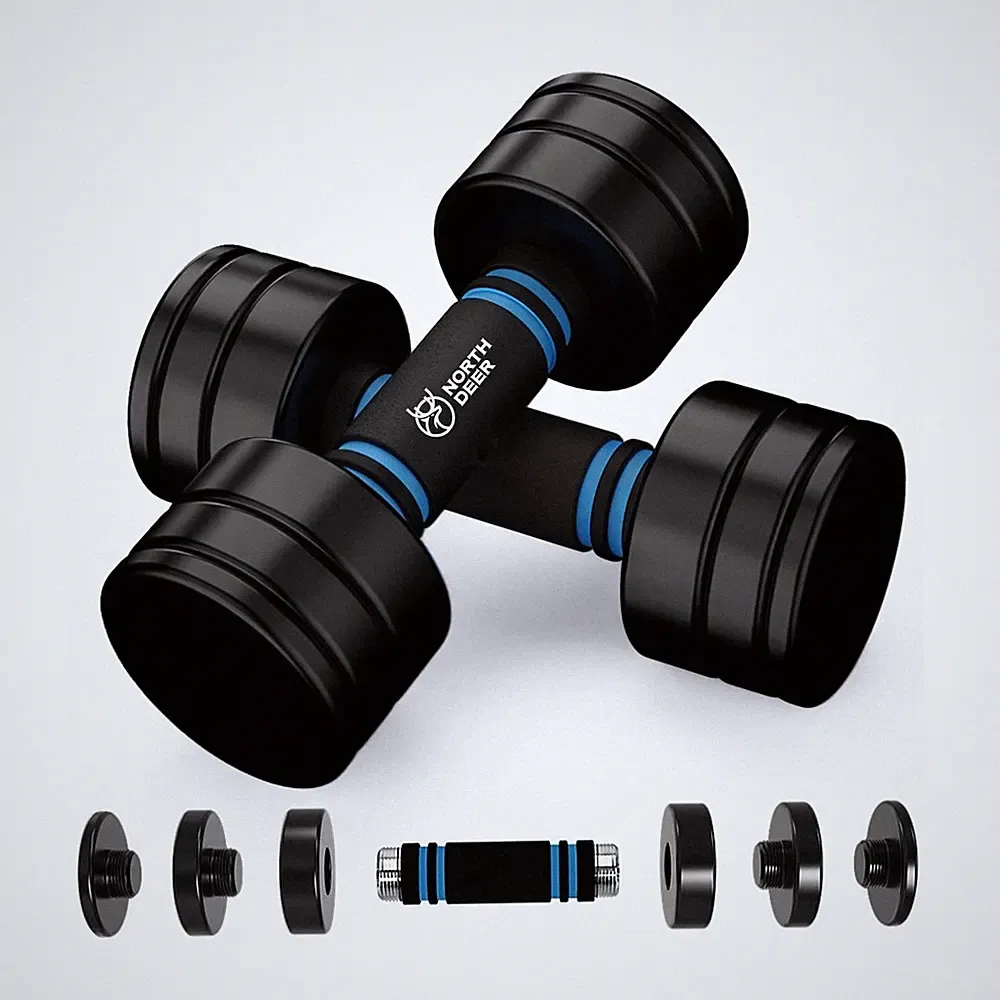 Northdeer Steel Dumbbells Adjustable Black Coated Weight Set with F... Fast Ship
