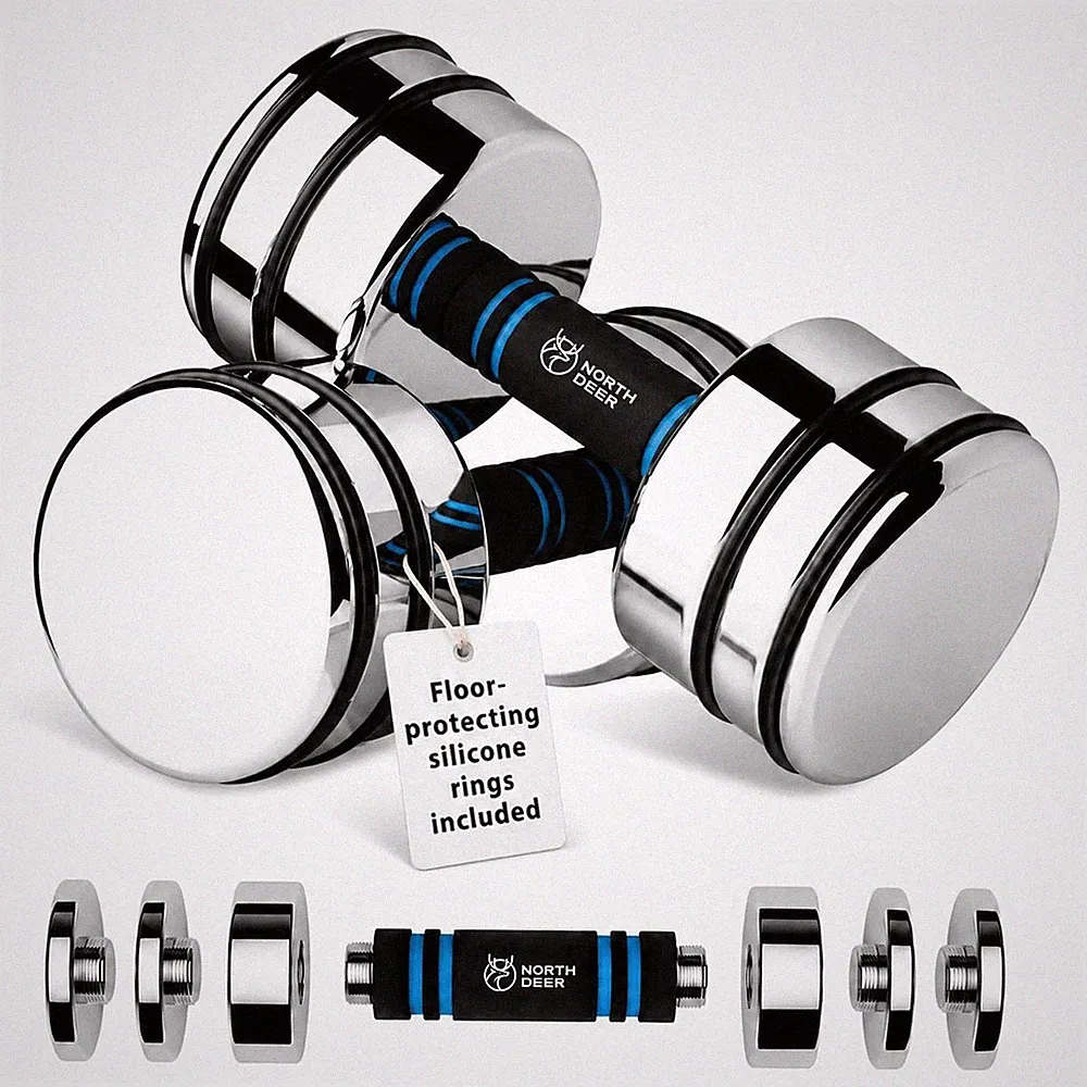 Northdeer Steel Dumbbells Ultracompact & Adjustable Chrome Dumbbell... Fast Ship