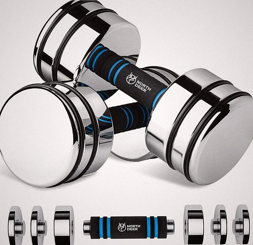 Northdeer Steel Dumbbells Ultracompact & Adjustable Chrome Dumbbell with Foam Ha