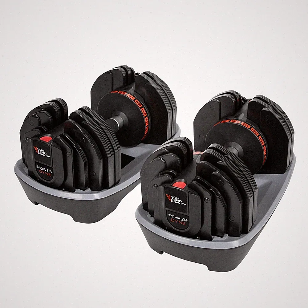 NZG PowerDyne 80lbs Adjustable Dumbbell Set with Weight Plates (Coal)
