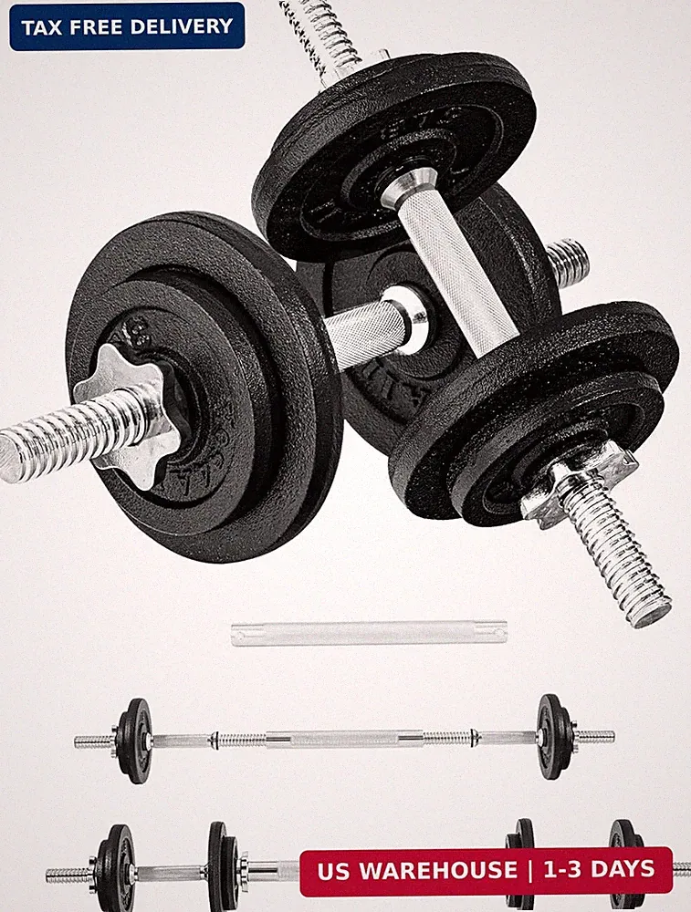 Old School Adjustable Dumbbell Set with Weight Plates, Star Lock Collars