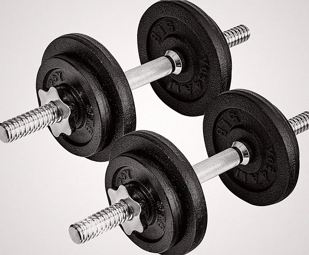 Old School Adjustable Dumbbell Set with Weight Plates, Star Lock Collars/Connect