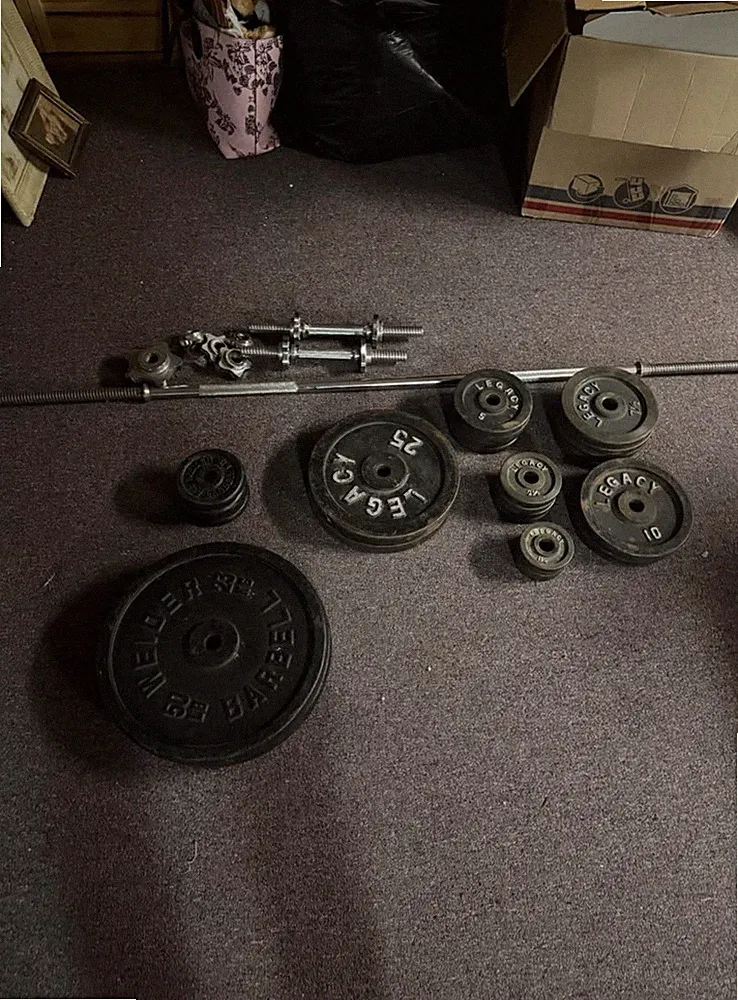 Old School Workout Weights And Bars, Read Description