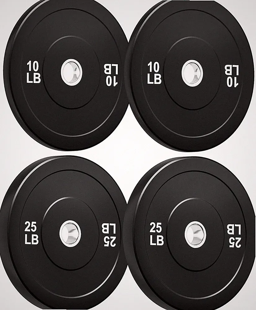 Olympic Barbell Weight Plates Set, 2-Inch Black 10/15/25/45LBS Rubber Bumper