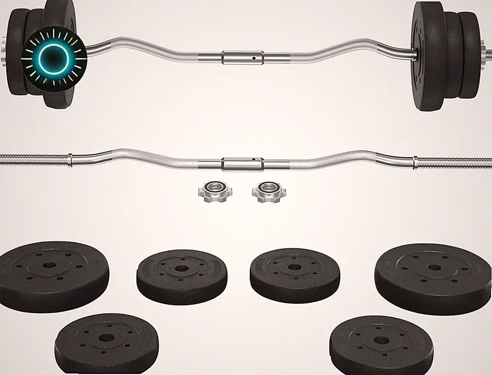 Olympic Barbell Weight Set with Curl Bar Weights & Clamps - 66LB/55LB/44LB NEW