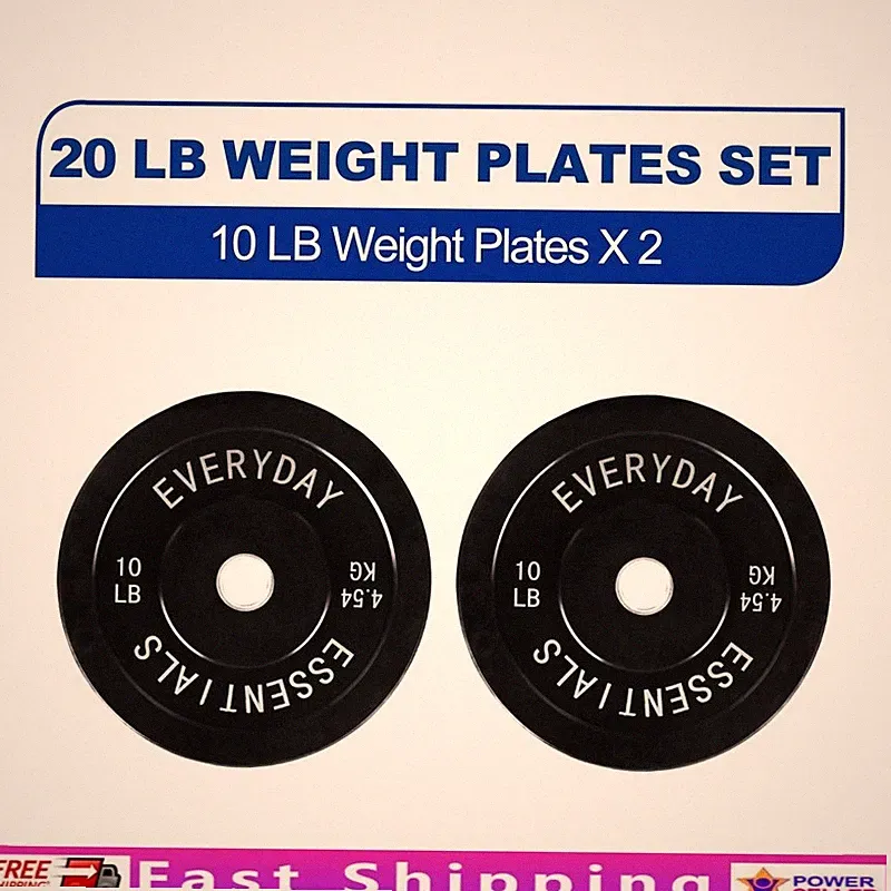 Olympic Bumper Weight Plates Pair 10 lbs Hex Rubber Dumbbells Home Gym Equipment