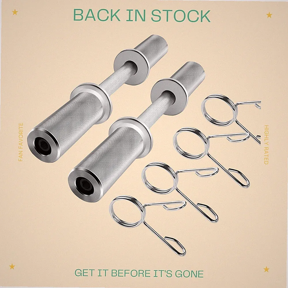 Olympic Dumbbell Handles 16"/20" Loadable Bars for 2" Weight Plates 4 Collars