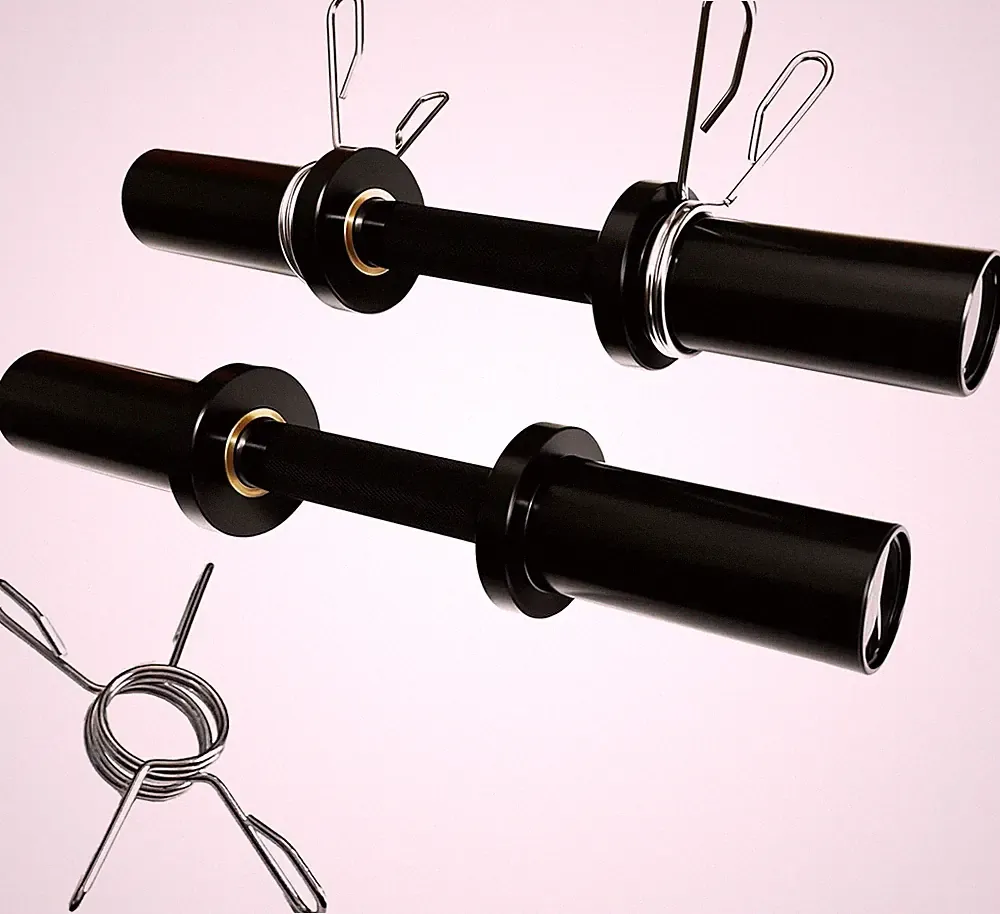 Olympic Loadable Dumbbell Handle, 16 Inch Steel Barbell with 2 Pairs Collar Clip