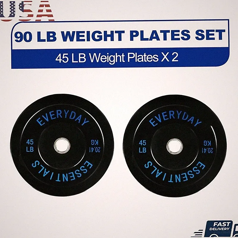 Olympic Weight Bumper Plates Rubber Steel Durable Gym Equipment New