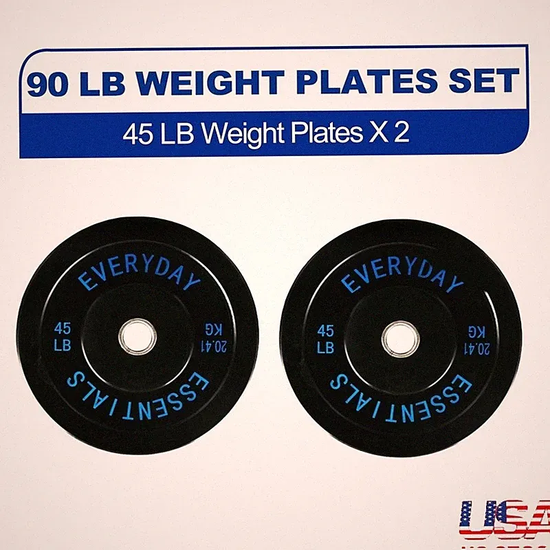 Olympic Weight Bumper Plates Set of 2 Rubber Steel Durable Fitness Equipment New