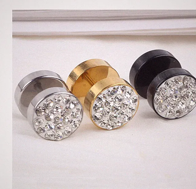 (ONE)PAIR with "Austrian Zircon" Dumbbell Stainless Steel Stud Earring #084