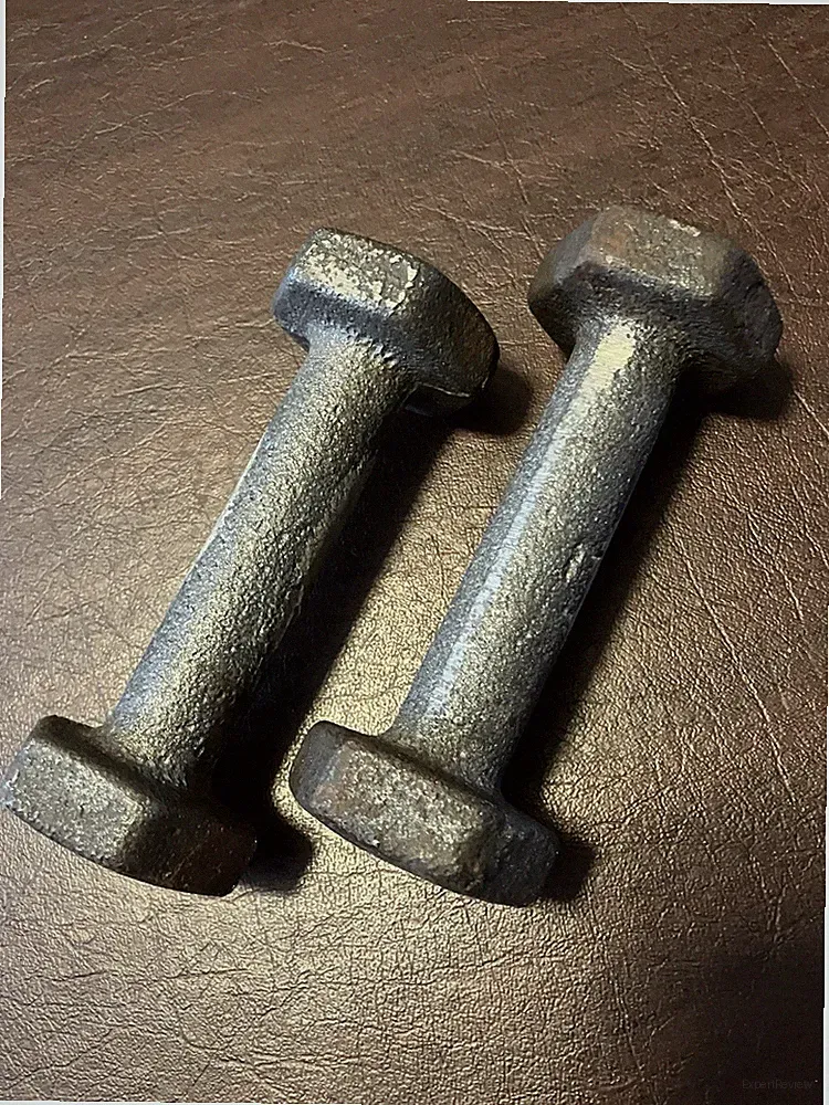 One Pound Dumbbells - Set - 2 handheld dumbbells - Raw Metal Exterior - no paint