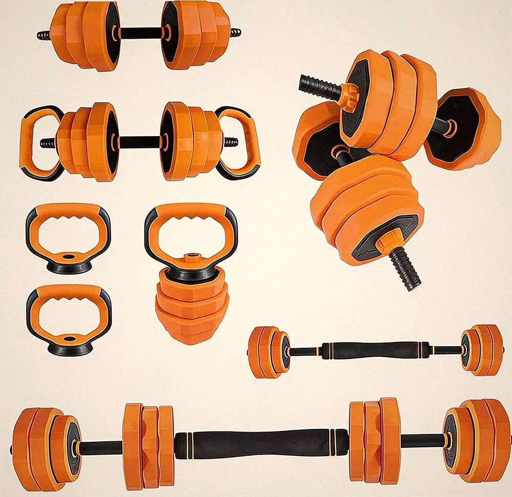 Orange 4-in-1 Adjustable Dumbbell Set 44LBS Space Saving for Home Gym Apartment