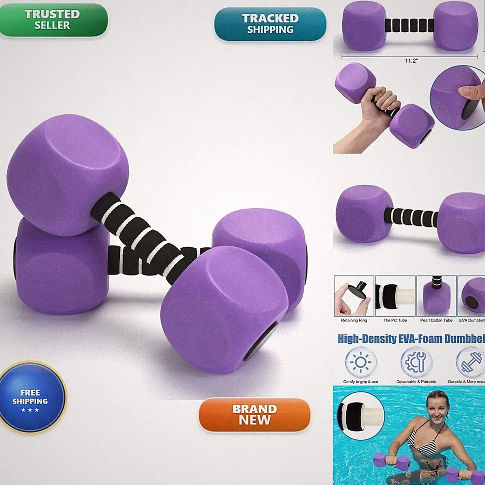 Outamateur Water Dumbbells 2Pack EVA Foam Aquatic Exercise Dumbbells (Purple)