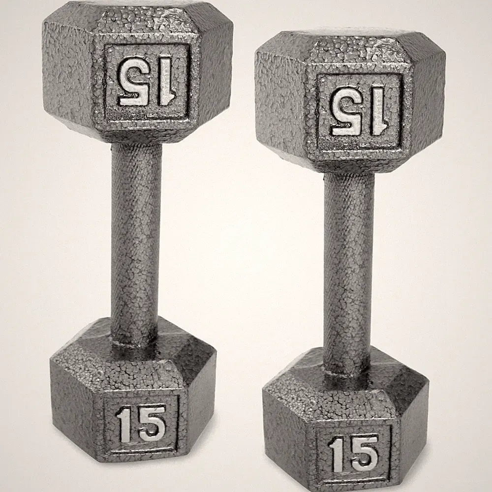 Pair 15lb Dumbbells 2Pcs Cast Iron Dumbbell for Home Gym Strength Training, Gray