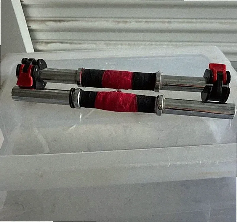 Pair 16" Olympic Dumbbell Handles for 2 Inch Plates Bar Set w Collars