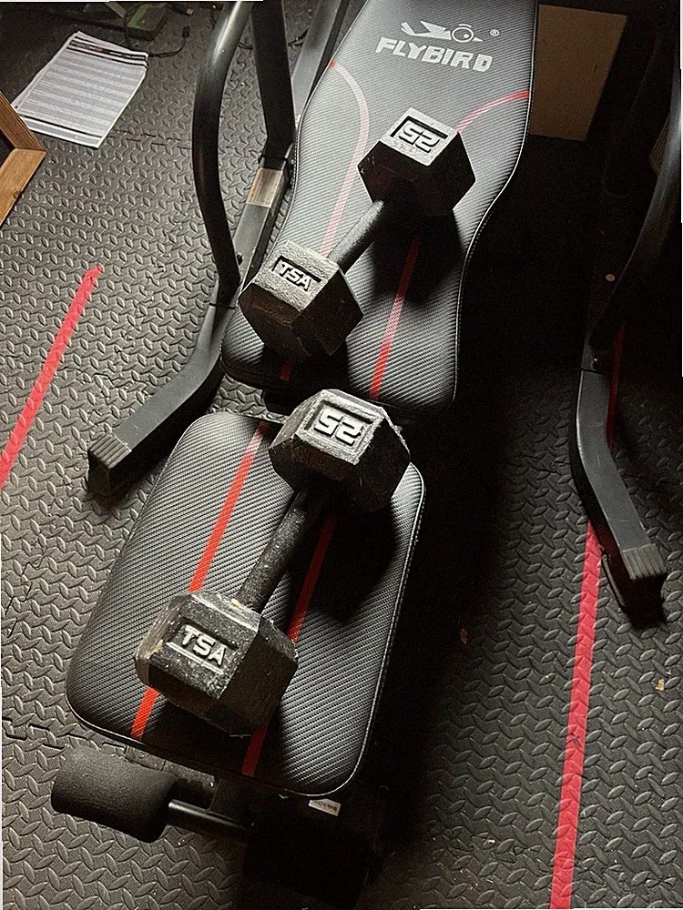 Pair (2) of 25 lb Pound TSA Hex Cast Iron Dumbbells Hand Weight Used
