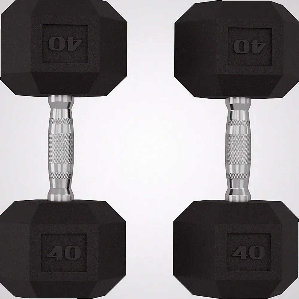 Pair 40LB Hex Dumbbell Rubber Coated Cast Iron Anti-Roll Non-Slip Handles Home